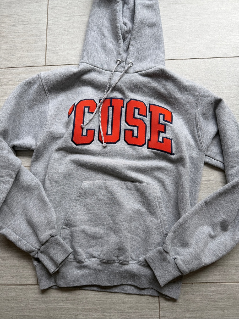 Gray 'CUSE' Pullover Hoodie - Unisex Gray Hoodie with Orange Logo